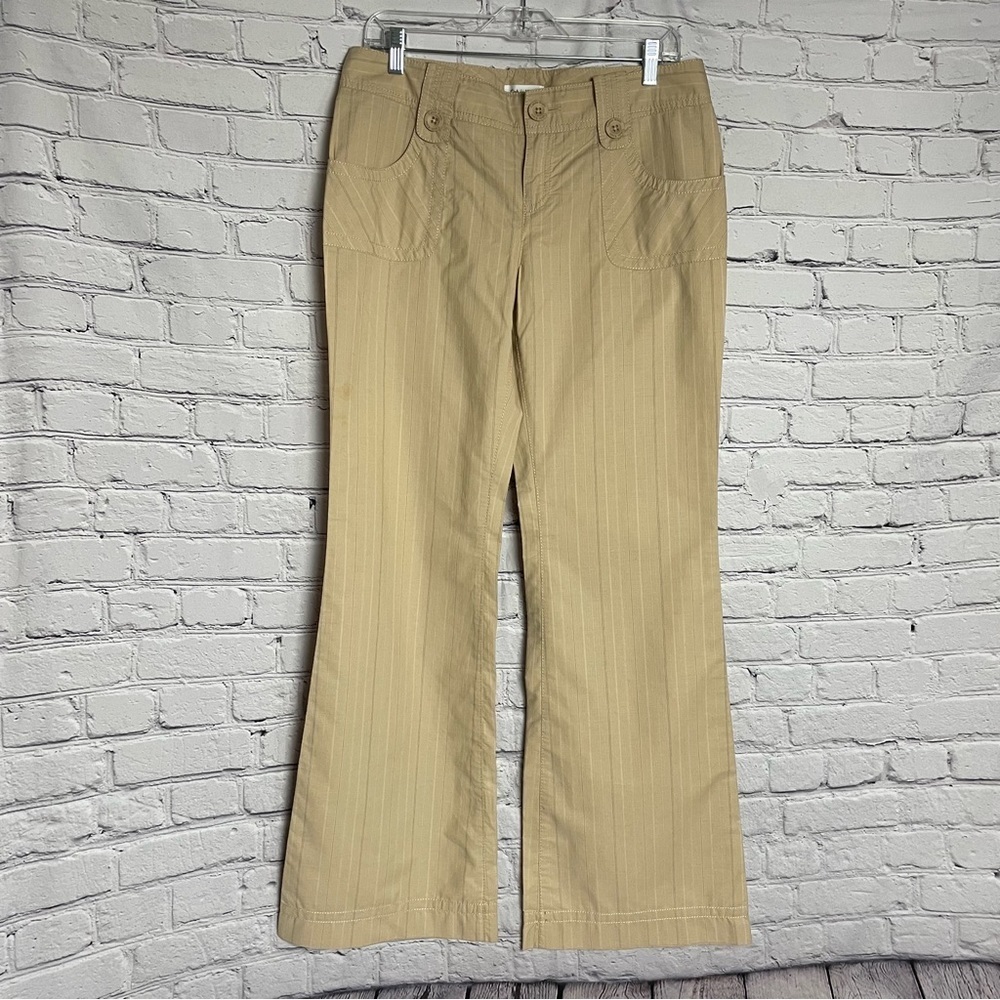 Calvin Klein Bootcut Beige Striped Cotton Pants Size 8
